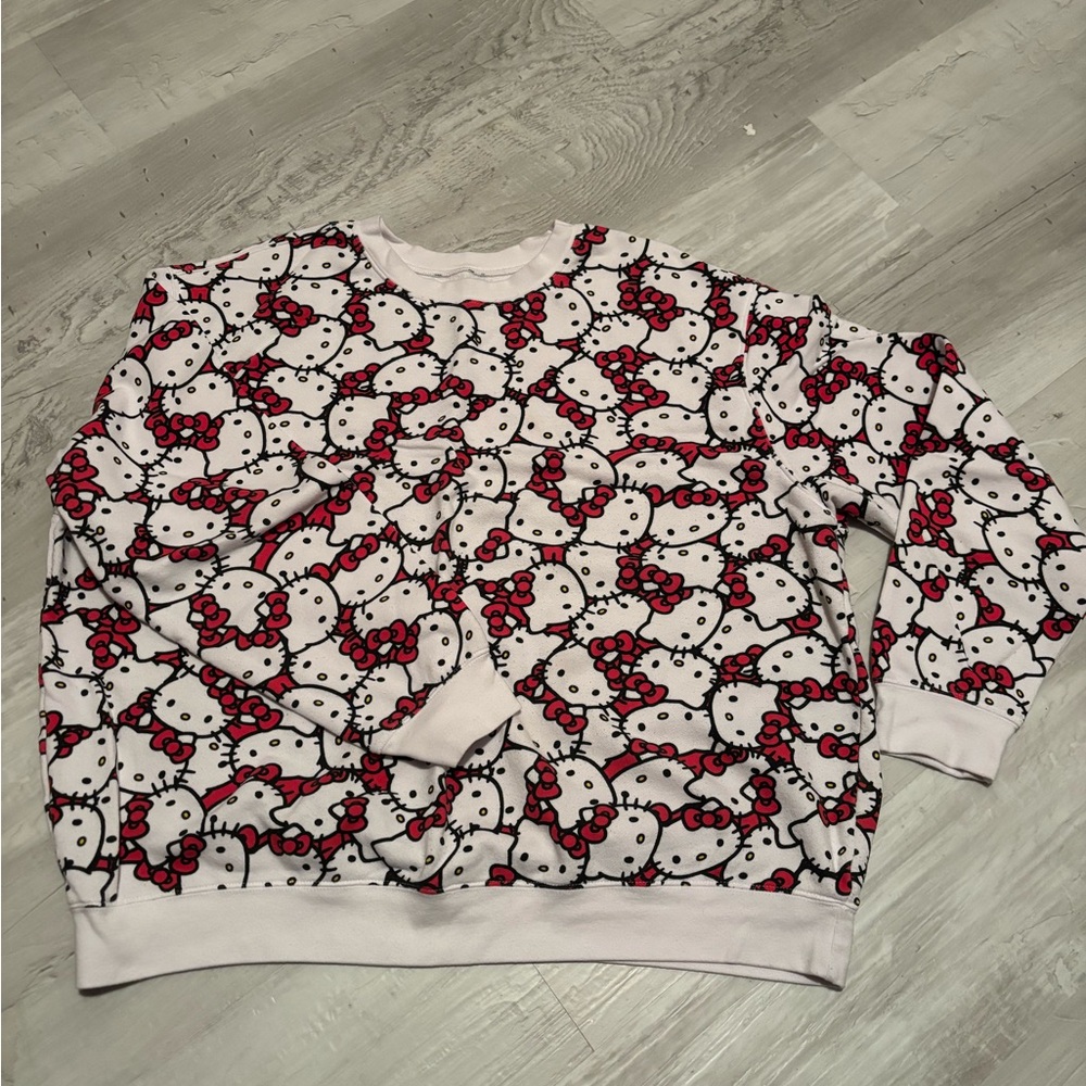 Hello Kitty Pink and White Crew Neck Sweater